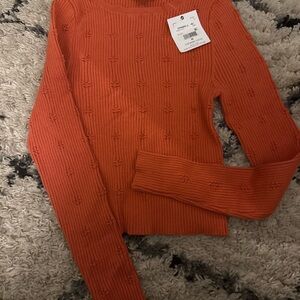 O'Neill Women's Orange Textured Crew Neck Sweater